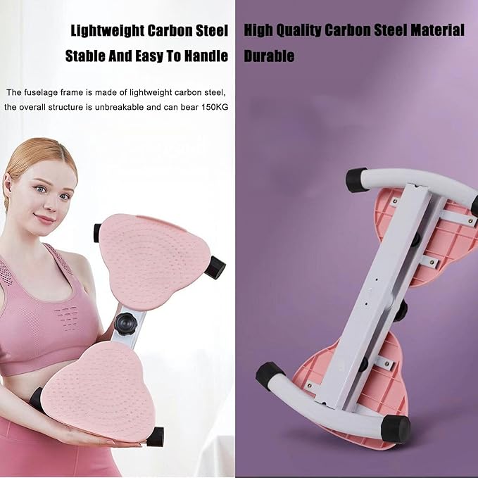 Waist Twisting Machine, Waist Sculpture Twister, Waist Whisper with Drawstring Body Shaping Waist Twisting Disc Exercise Waist Twisting Board Massage Foot Sole for HomePink,12x53x33cm