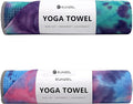 Eunzel 2 Pack Yoga Towel,Hot Yoga Mat Towel with Grip Dots Sweat Absorbent Non-Slip for Hot Yoga, Pilates and Workout 24" x72，Purple & Blue/Green & Purple (2 Pack)
