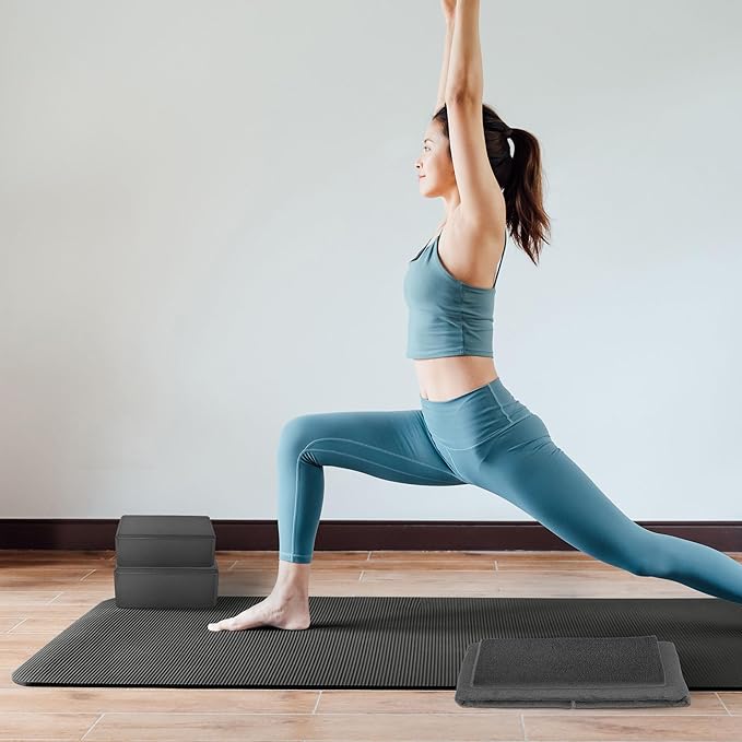 BalanceFrom 7-Piece Yoga Set with 71x24x1 Inches Extra Thick Mat and Carrying Sling – Includes 2 Blocks, Stretch Strap, 2 Towels, and Knee Pad for Home, Studio, and Gym Workouts