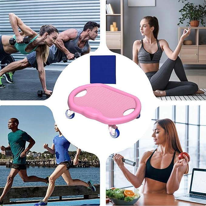 Ab Roller Board – PVC Stainless Steel 32x27x9cm | Abdominal Core Strength Trainer | Silent Exercise Plate For Home Gym Fitness Weight Loss And Daily Workout Use