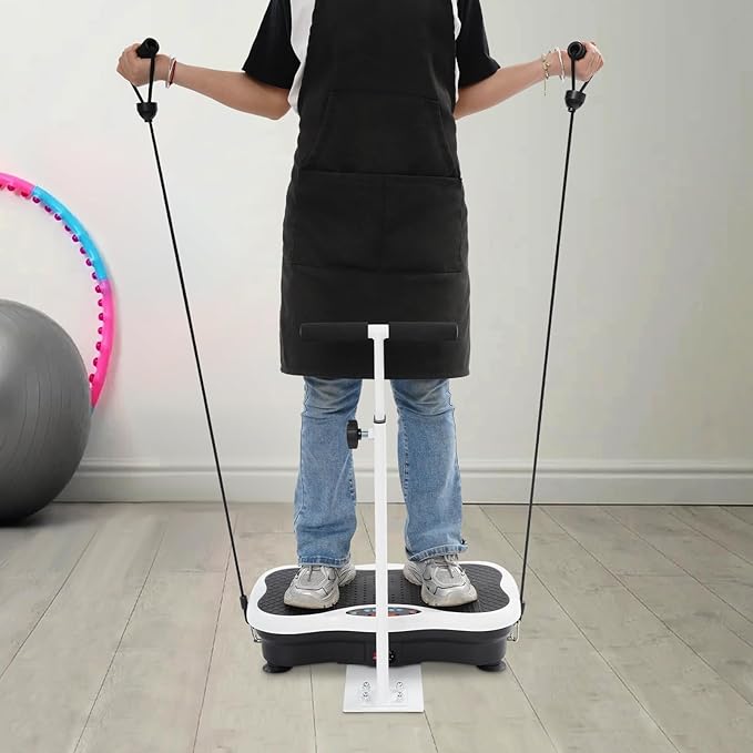 Vibration Plate Exercise Machine with Handle, Whole Body Vibration Platform Trainer with 120 Speed Levels, Resistance Bands, LED Display Home Fitness Vibration Workout Machine