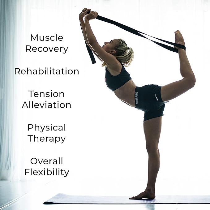 Sunshine Yoga 10-Pack Yoga Strap, 8-Foot Yoga Straps With Anti-Slip D-Ring Buckle, Adjustable Leg Stretching Strap, Exercise Stretch Strap for Muscle and Hamstring Stretch