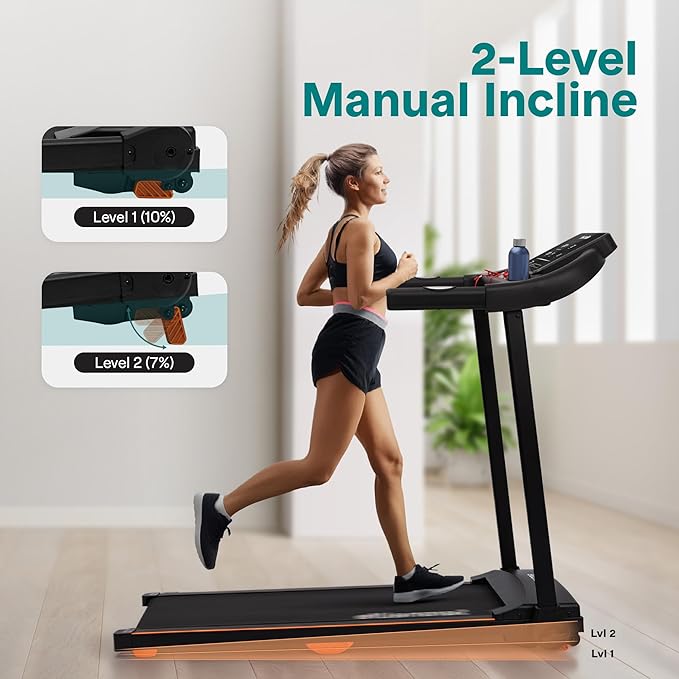 SereneLife Treadmills for Home with 13% Manual Incline Treadmill, 3.5HP - Compact Digital Portable Foldable Treadmill with Speakers, Bluetooth, App Sync, Heart Rate Monitor, for Walking, Running, Gym