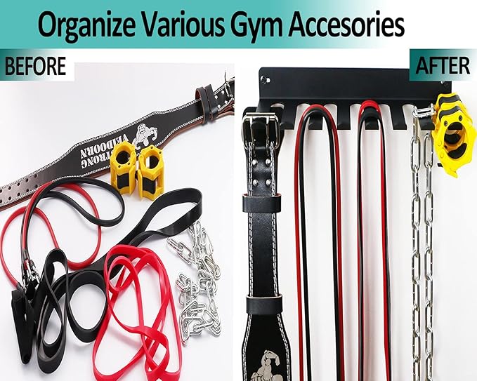 Multi-Purpose Gym Storage Rack Resistance Bands Hook Home Gym Accessories Storage Fitness Bands Rack Heavy Duty Rack for Resistance Bands, Straps, Jump Ropes, Foam Rollers, Chains