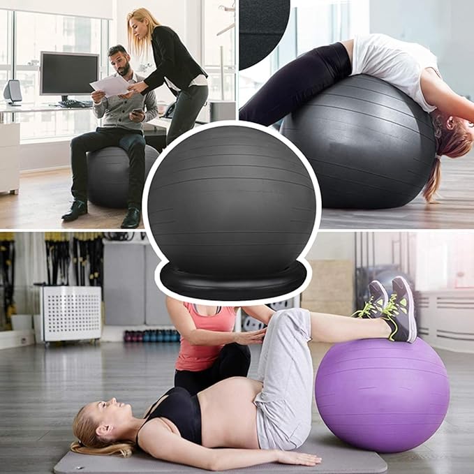 ROYUMI Office Balance Ball Chair for Prolonged Sitting, Ergonomic Chair for Adults Desk with Ring Base, Stability Ball Chair for Relieve Back Pain (Size : 55 cm (21 5/8"))