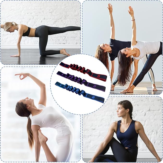 Fitness Resistance Band for Stretching and Yoga, 3 PCS 8-Section Exercise Bands Resistance, Numbered Resistance Band with Clear Markings, Exercise Bands for Full-Body Stretching and Strength Training