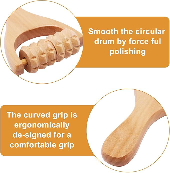 3Pcs Wood Therapy Massage Tools, Wood Therapy Tools for Body Sculpting, Wooden Massage Tool, Wooden Bead Massages Tool, for Relaxes Thigh, Leg, Hands Full Body Muscle Men Women