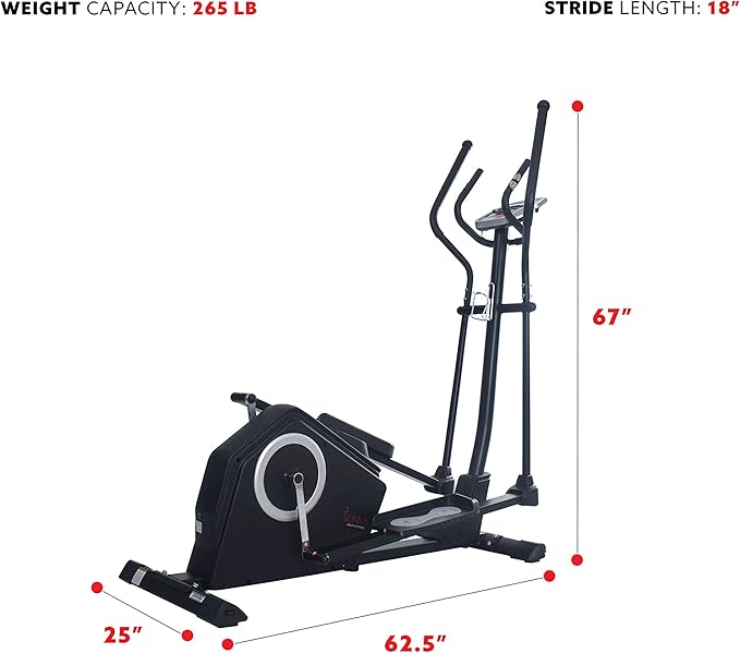 Sunny Health & Fitness Upright Elliptical Machine, Full Body Cardio Exercise with Adjustable Resistance, Arm and Leg Workout Machine, SunnyFit App via Bluetooth Optional Electro-Magnetic Resistance