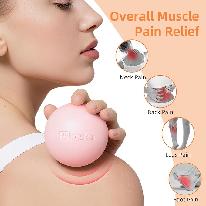 Massage Lacrosse Balls for Myofascial Release, Trigger Point Therapy and Yoga Therapy, Foot Massage Ball to Relieve Plantar Fasciitis Pink