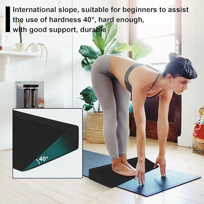 Yoga Foam Wedge - EVA Exercise Wedge Block, Slant Board | Footrest Cushion Incline Wedge, Yoga Foam Wedge Blocks, Back Support Knee Pad for Yoga Poses Improve Lower Leg Strength 19.7 Inch