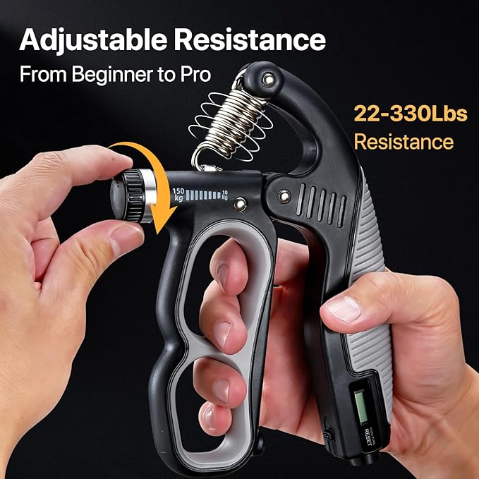 PowerGrip Adjustable Hand Grip Strength Trainer, Heavy Duty Exercise Equipment with Resistance Range 10-150kg, Ergonomic Design for Forearm Workout