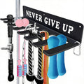 Gym Home Rack 8 Hook Heavy-Duty Wall-mounted Organizer Multi-Purpose Workout Gear Wall Hanger Storage for Resistance Bands Jump Ropes Lifting Belt Fitness Bands Barbells Carabiners Included