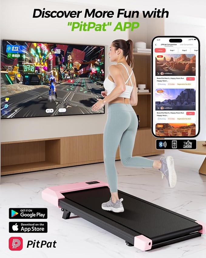 SupeRun Walking Pad, Under Desk Treadmill, 3 in 1 Portable Treadmill with Remote Control LED Display, 2.5 HP Quiet Walking Jogging Machine for Office Home Use, 300 Lbs Capacity