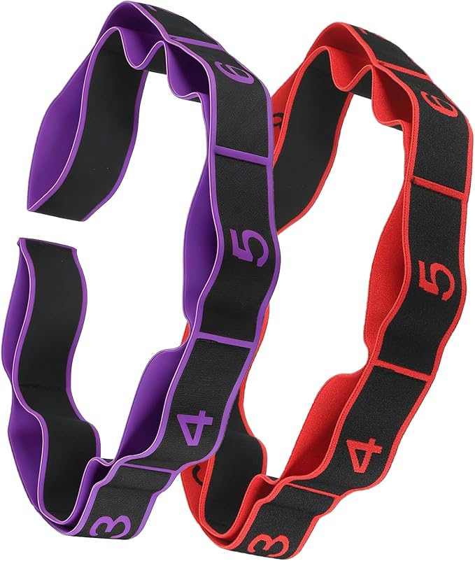 2 Pcs Fitness Resistance Band for Stretching and Yoga, Number Stretch Resistance Band with Clear Markings, 8-Section Elastic Training Bands for Pilates, Fitness