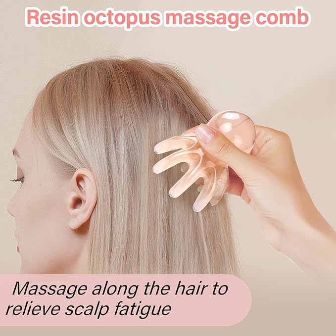 4 PCS Octopus Head Massager Scalp, Hair Spa Massage Tools, Manual Acupressure Tool with 8 Flexible Nodes