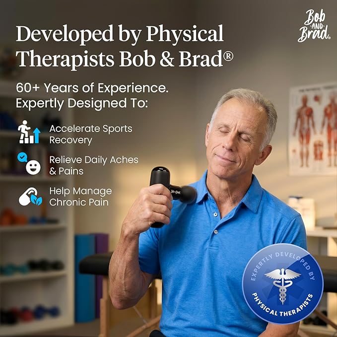 BOB AND BRAD Q2 Mini Massage Gun, Pocket-Sized Deep Tissue Massager Gun, Portable Percussion Muscle Massager Gun, Ultra Small & Quiet Muscle Massage Gun for Muscle Recovery with Carry Case
