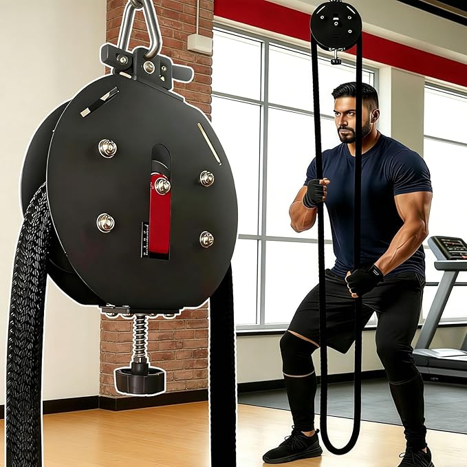 Endless Rope Trainer Adjustable Resistance Infinity Pulley System with Closed-Loop Nylon Rope Suspension Fitness Machine for Interval Strength