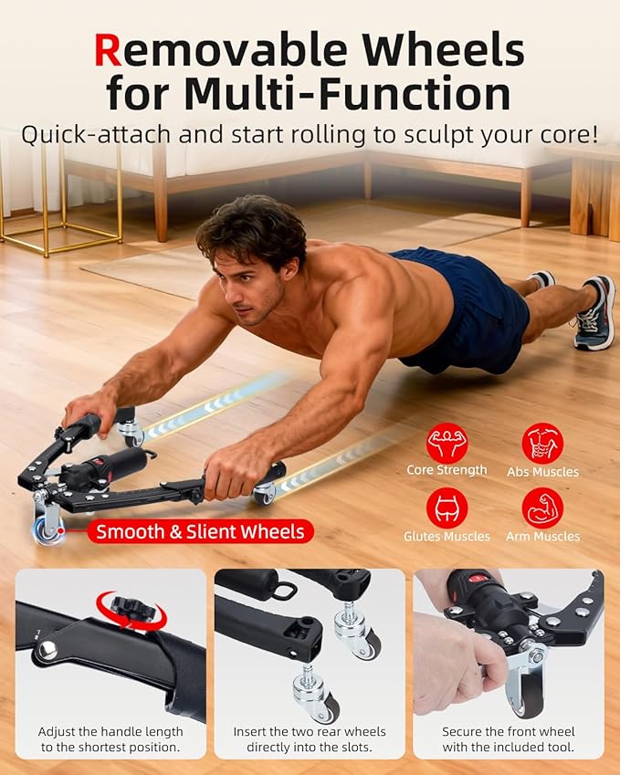 Abahub Twister Arm Exerciser, Enhanced Hydraulic Power Chest Expander with AB Rollers, 22-440LBS Adjustable Resistance Home Gym Equipment, Shoulder Muscle Trainer for Arm, Chest & Core Workout