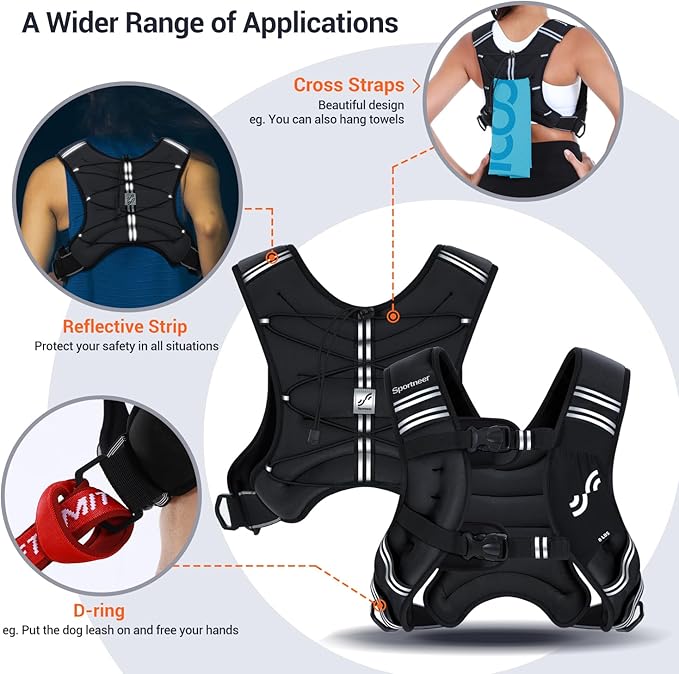 Sportneer Weighted Vest Woman: 8lb/12lb/15lb/20lb/25lb Weight Vest for Walking with Phone Bag, Adjustable Women Weighted Vest for Running Rucking Vest for Jogging Strength Training Weight Loss