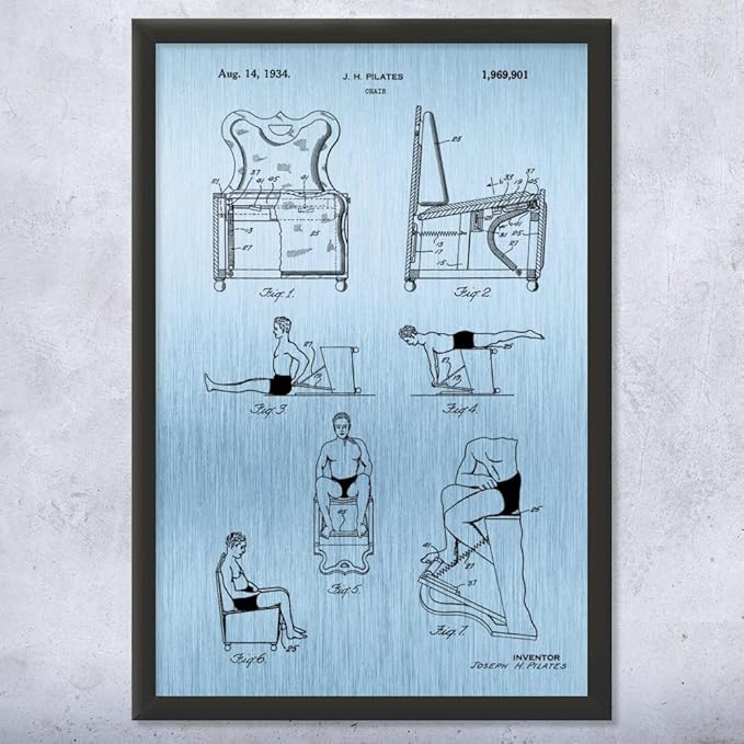 Pilates Chair Patent Framed Print (16x20) Pilates Gifts, Gym Art, Pilates Decor, Athlete Gifts, Garage Decor, Sports Gifts, Mom Gifts