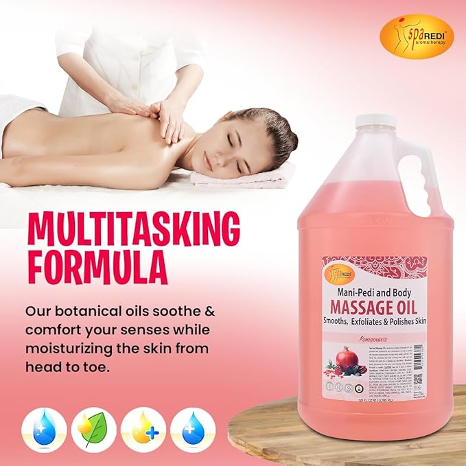 SPA REDI Professional Massage Oil - Multi-Sensory Massage Medium with Performance Glide, Premium Feel for Uninterrupted, Long-Lasting Glide and a Luxurious, Skin-Nourishing Experience - 1 Gallon