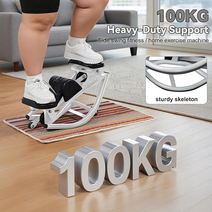 Rock Stepper Side to Side Lateral Rocking Fitness Stepper, Low-Impact Stair Step Workout Machine with Resistance Bands & LCD Monitor for Home Gym, 15 Minutes for Full Body Workout