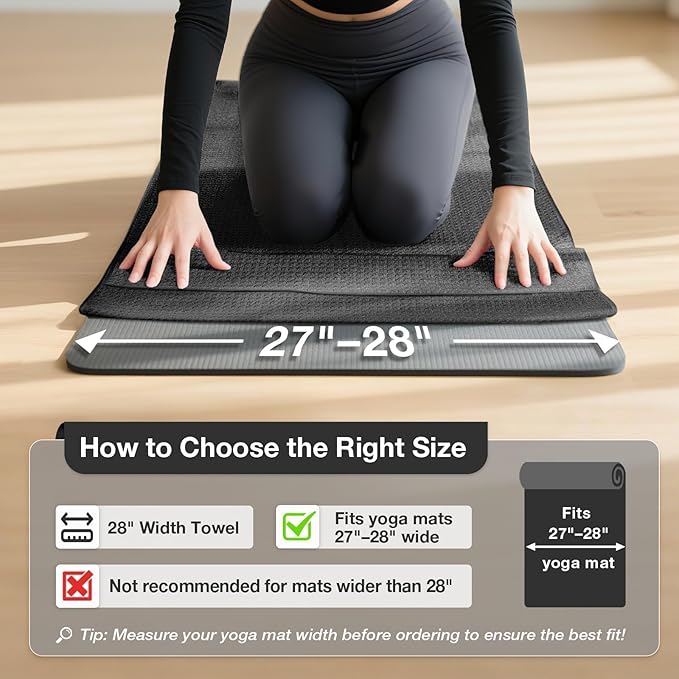 Hot Yoga Towel,Microfiber Yoga Mat Towels Non Slip for Hot Yoga Absorbent Microfiber Sweat Anti-Slip Cover,Bikram,Pilates,Exercise,Fitness 28 inch X 72 inch Beige 2 Pack