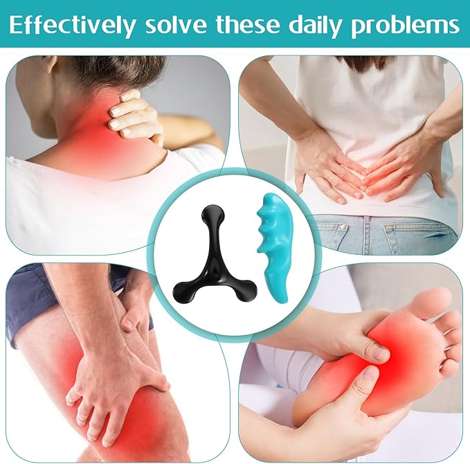 8PCS Manual Trigger Point Massage Tool Thumb Saver for Full Body Deep Tissue, with 1 Green Thumb Protector 1 3-Legged Knobs 6 Rings for Therapists Pressure Reflexology Stress Relief
