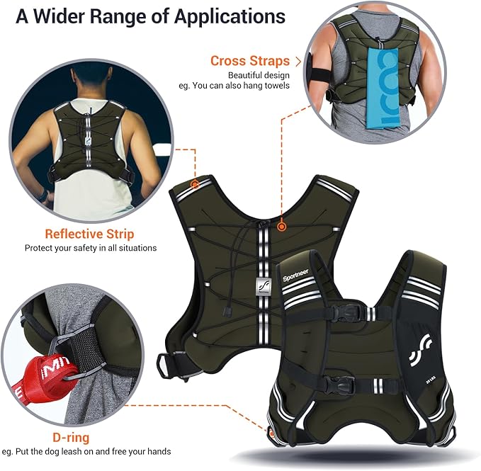 Sportneer Weighted Vest Woman: 8lb/12lb/15lb/20lb/25lb Weight Vest for Walking with Phone Bag, Adjustable Women Weighted Vest for Running Rucking Vest for Jogging Strength Training Weight Loss