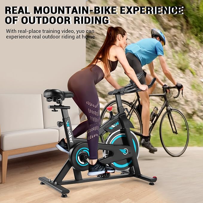 Exercise Bike, WENOKER Stationary Bike for Home, Indoor Bike with Silent Belt Drive, Heavy Flywheel, Comfortable Seat Cushion and Upgraded Digital Display