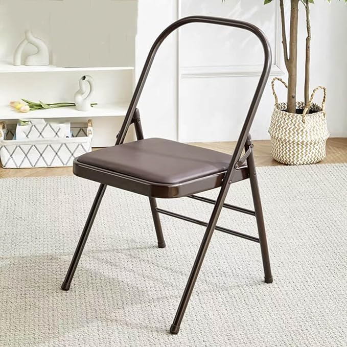 Pilates Yoga Chair,Backless Yoga Chair Prop,Yoga Chair Iyengar,Yoga Inversion Chair,Metal Folding Chair,Brown