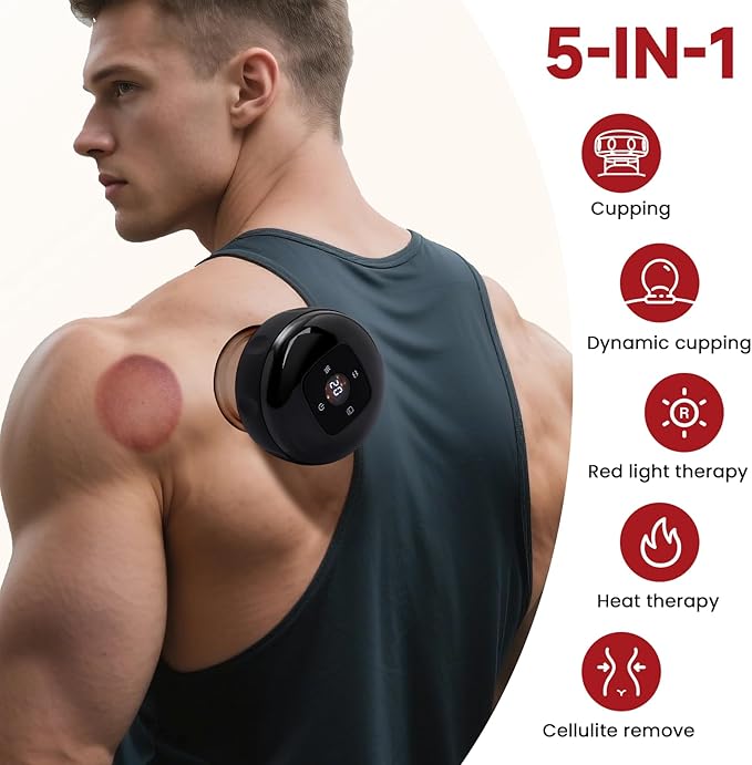 UOTT Original 20 Levels Cupping Kit for Massage Therapy,5-in-1 Smart Dynamic Cupping Set with Red Ligh-t Therapy&Heat Penetrates for Targeted Pain Relief, Knots, Aches, Muscle Soreness