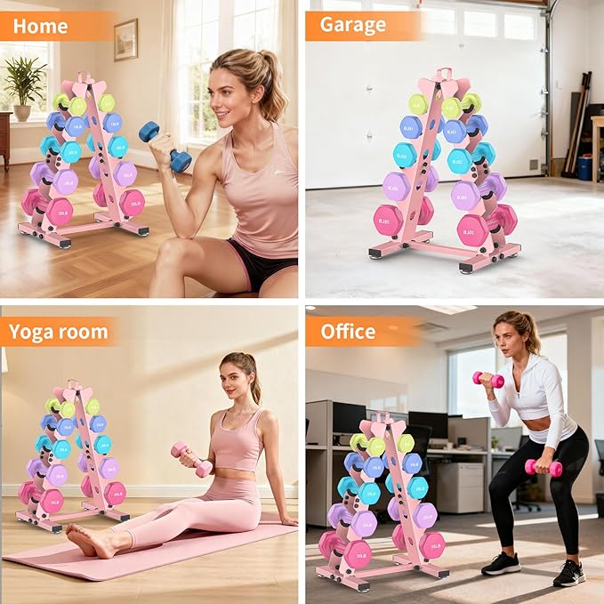 TomCare 6-Tier|5-Tier|4-Tier Dumbbell Rack Stand Only, Weight Rack for Home Gym Storage Stand for Weights Metal A-Frame Strength Training Dumbbell Holder with Handle (Dumbells not Included)