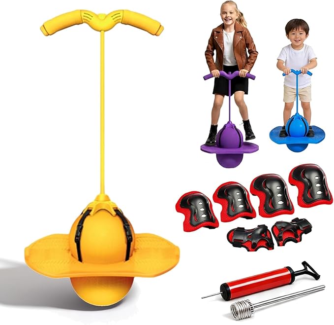 Childrens Balance Jumping Ball, 2026 Upgraded Non-Slip Jumping Balance Board for Kids, Crazy Bouncing Ball with Handle and Pump, High Jump Toy Bounce Jump Trick Board for Kids & Adults