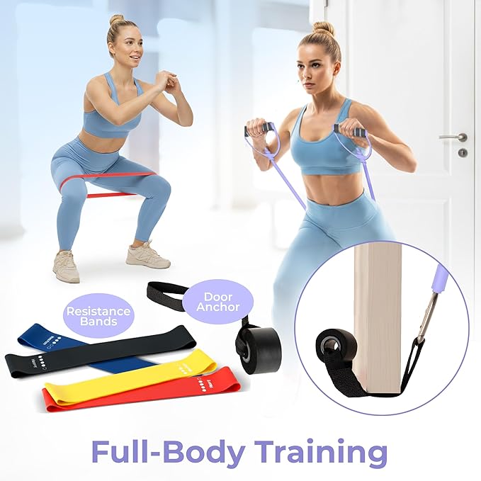 Portable Pilates Reformer Board for Home Workouts – Smooth, Full-Body Pilates Training with Resistance Bands, Door Anchors & Workout Guide