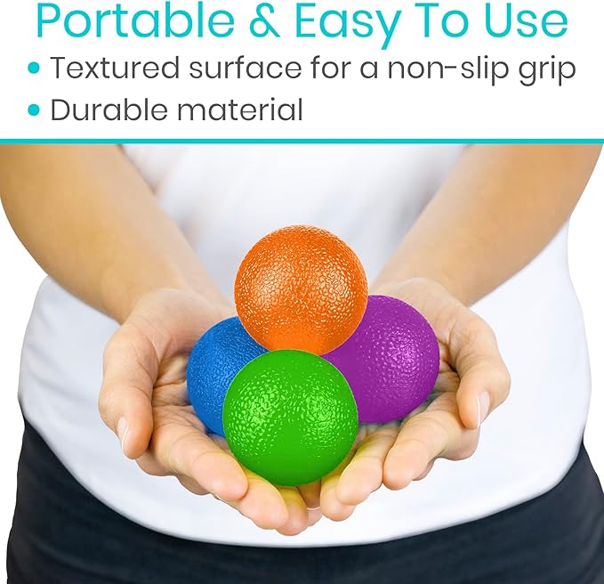 Vive Squeeze Balls for Hand Therapy, Exercise, Arthritis (w/Rehab Video App) - Grip Strengthener Occupational Equipment for Finger, Wrist, Carpal Tunnel, Pain Relief