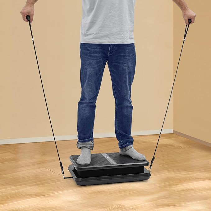 Vibration Plate Exercise Machine, Full Body Shake Plate Vibration Platform Machines for Lymphatic Drainage, Vibration Plates for Weight Loss Home Fitness Equipment with Resistance Bands