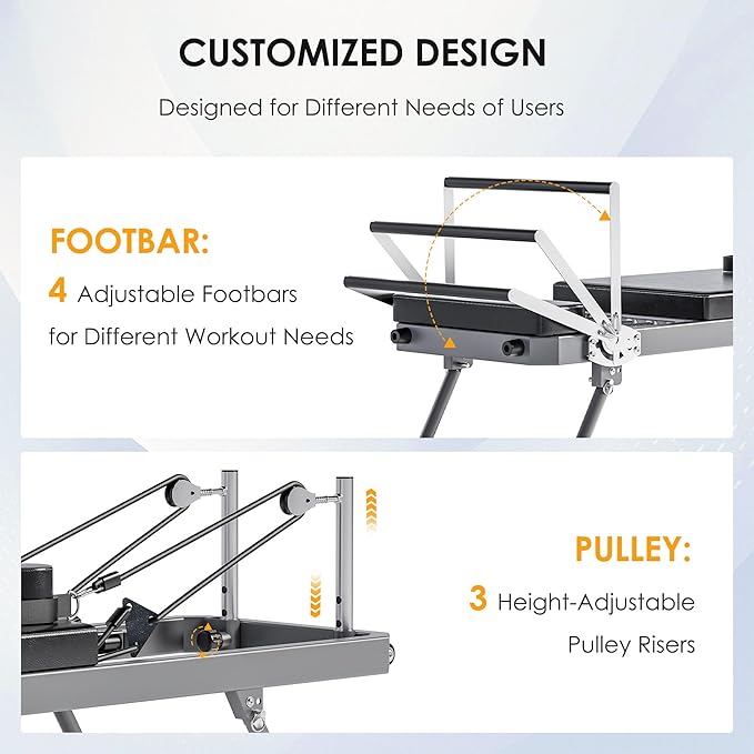 soges Foldable Pilates Reformer Machine for Home Gym, Pilates Workout Equipment for Beginner, Cardio Fitness High Strength Rebounder