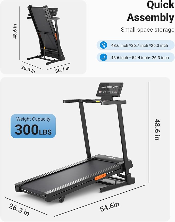 THERUN Treadmill with Incline, Incline Treadmill, Brushless Motorized Treadmills for Quiet Running