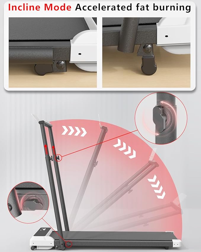 3-in-1 Walking Pad with Incline,2.5 HP Under Desk Treadmill for Home Office,265 LBS Compact Walking Treadmill with LED Display,No Assembly