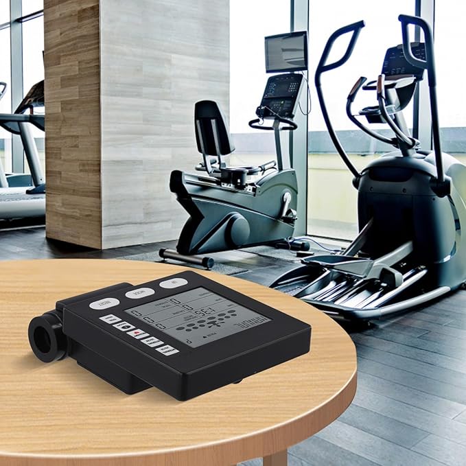 Replacement Rowing Machine Counter Speedometer with LCD Screen, Black Plastic Monitor for Wind Resistance Equipment