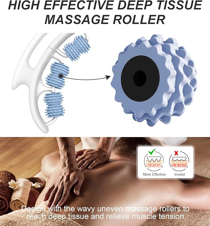 COSTWELL Cellulite Massager, Cellulite Remover Muscle Roller,360° Deep Tissue Massager for Leg, Neck,Calves, Arm,Thighs, Back,Manual Massager Foam Roller Fascia Massage Tool for Muscle Relieve. (Blue)
