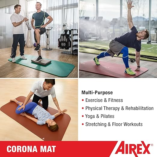 AIREX Corona 200 Premium Exercise Mat for Yoga, Physical Therapy, Rehabilitation, Balance & Stability Exercises, Pilates, Aerobics 78" x 39", Blue