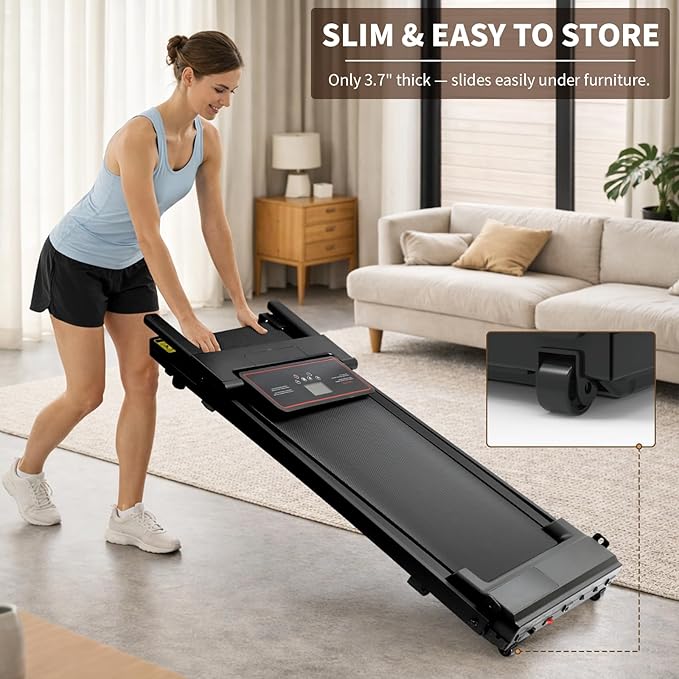 STRIDEMAX Quiet Folding Treadmill with Manual Incline, 2.5HP Under Desk Walking Pad, Basic LED Display, Shock Absorption, Space-Saving Fitness Equipment for Small Apartments - Joystride Series