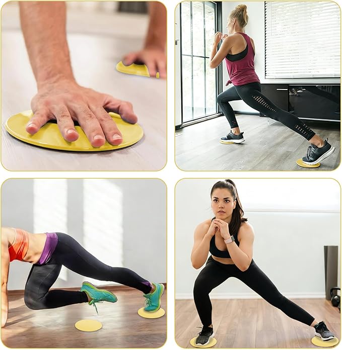 Upgrade Sport Core Sliders for Working Out - Dual Sided Glide Discs for Full Body Workout on Carpet or Hardwood Floor - Fitness & Home Exercise Equipment for Athletes