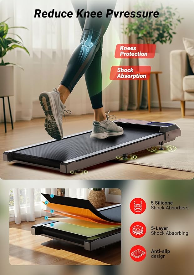 Walking Pad Treadmill, Portable Treadmills for Home, 2.5 HP Quiet Under Desk Treadmill with 5% Incline, 265/300 Lbs Capacity, 15" X 35.4" Running Walking Pad, Home Office Walking
