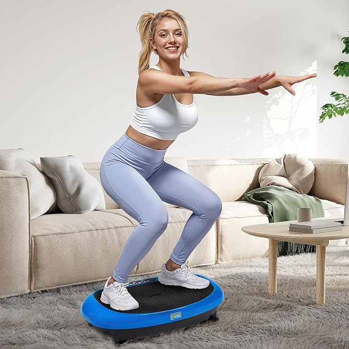 Fitvids Vibration Plate Exercise Machine Workout Vibration Fitness Platform with Resistance Loops and Resistance Band,Various Sizes