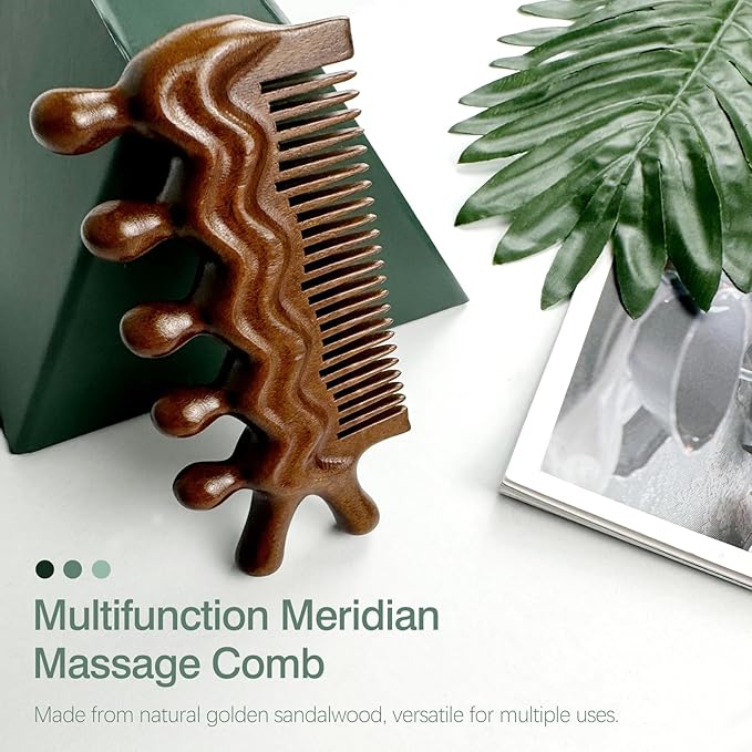 Wooden Massage Comb - Scalp, Neck, and Leg Acupressure Tool - Manual Head Massager for Men and Women