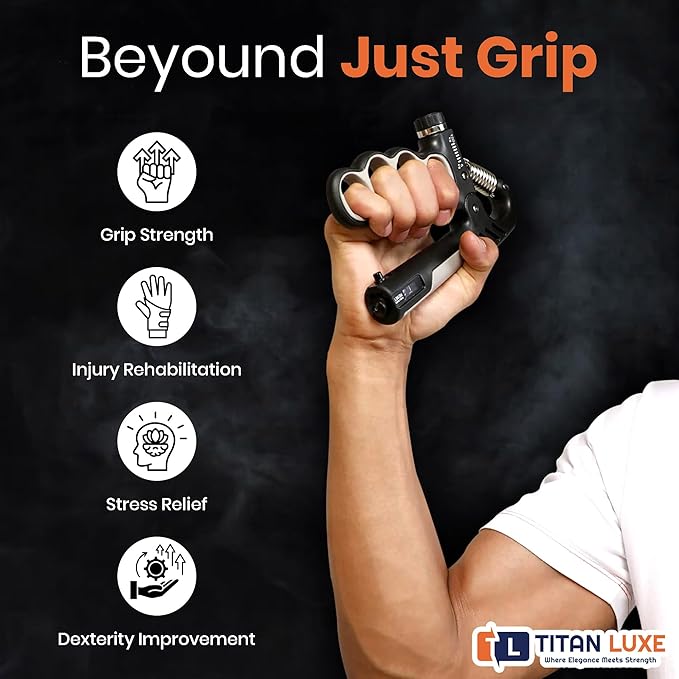 Grip Strength Trainer – Adjustable Resistance Hand Grip Strengthener (11-220 Lbs/5-100KG) with Auto Electronic Counter | Forearm & Finger Exerciser for Athletes, Musicians, Injury Recovery