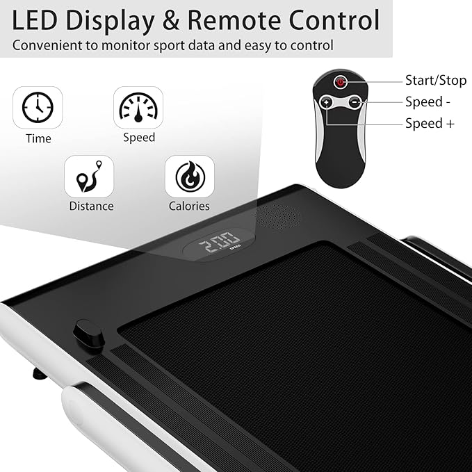 Goplus 2 in 1 Folding Treadmill, 2.25HP Superfit Under Desk Electric Treadmill, Installation-Free with Remote Control, APP Control and LED Display, Walking Jogging for Home Office